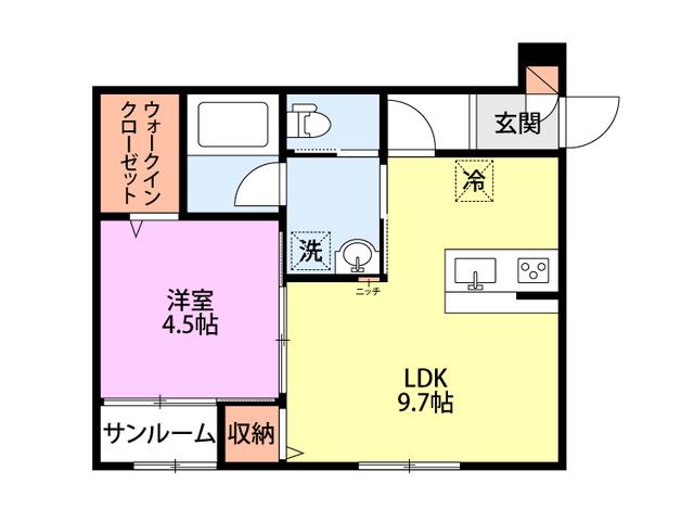 グローリッジ燕吉田(1LDK/2階)の間取り写真
