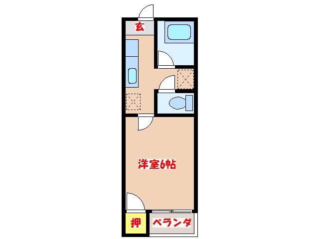 山野ハイツA(1K/2階)の間取り写真