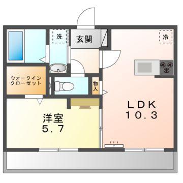 OLIVE A棟(1LDK/3階)の間取り写真
