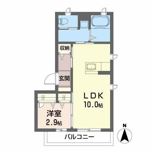 シャルール(1LDK/3階)の間取り写真