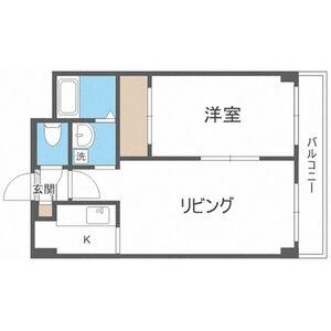 ドエル札幌南6条II(1LDK/6階)の間取り写真