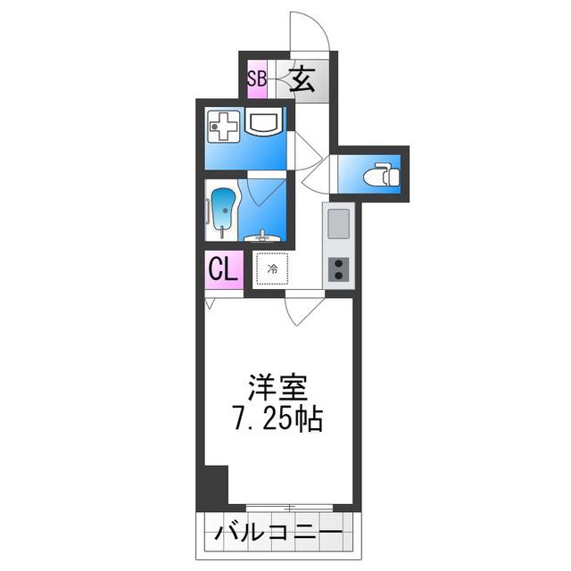 HALU花園町(1K/5階)の間取り写真