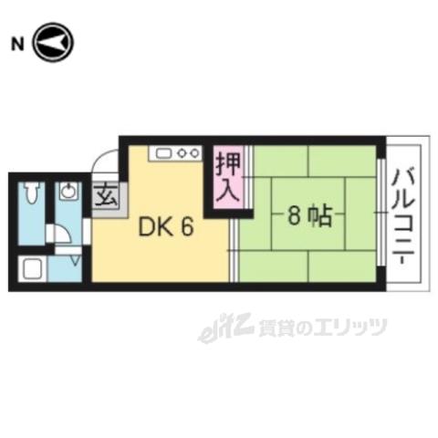 サンライズ紫野(1DK/4階)の間取り写真