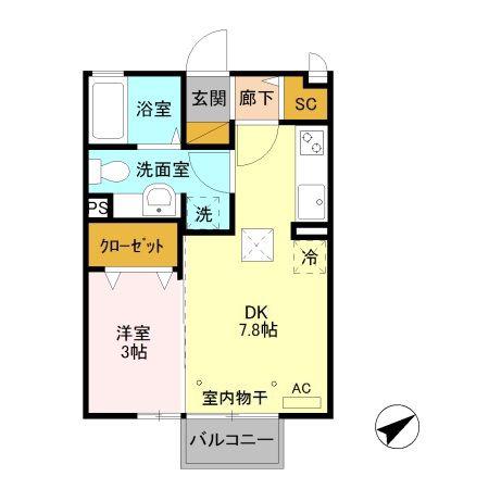 AMM プランドール(1DK/1階)の間取り写真