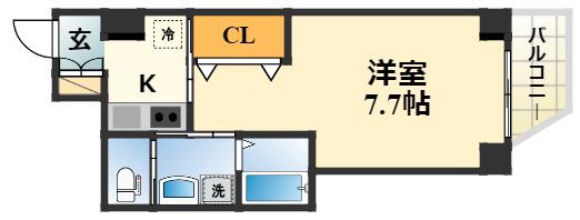 ウエスト桂川(1K/3階)の間取り写真