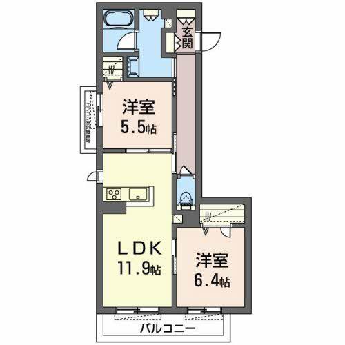 シャーメゾンクレール(2LDK/3階)の間取り写真