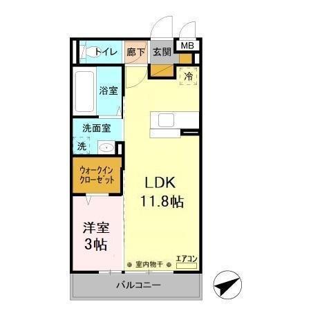 コスモパークC(1LDK/2階)の間取り写真