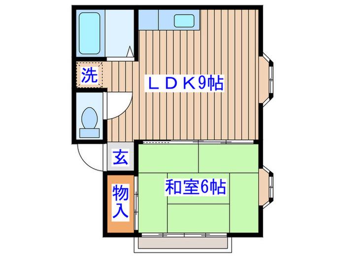 高秀ハイツ(1LDK/2階)の間取り写真