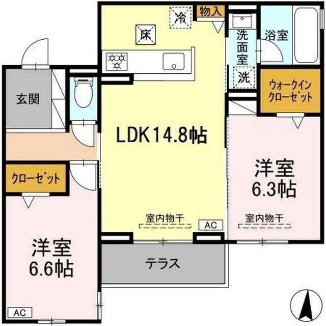 D-CREST安東1丁目(2LDK/1階)の間取り写真