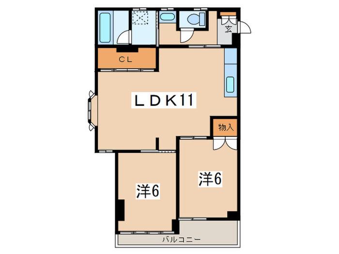 ヴィヴィットヒル(2LDK/1階)の間取り写真