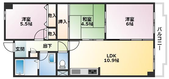 オルテンシア神戸(3LDK/3階)の間取り写真