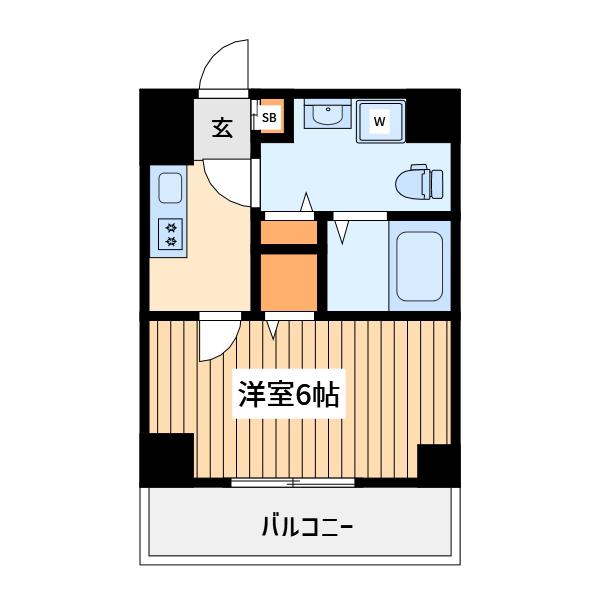 川崎レジデンシィズ(1K/4階)の間取り写真