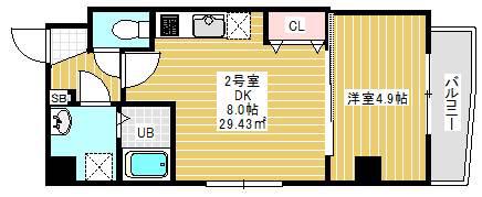 スターライト(1DK/7階)の間取り写真