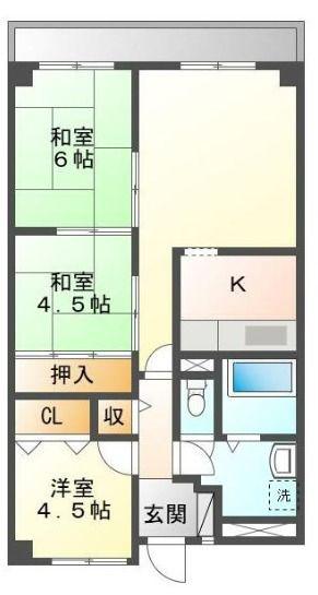 イトーピア高松(3LDK/5階)の間取り写真