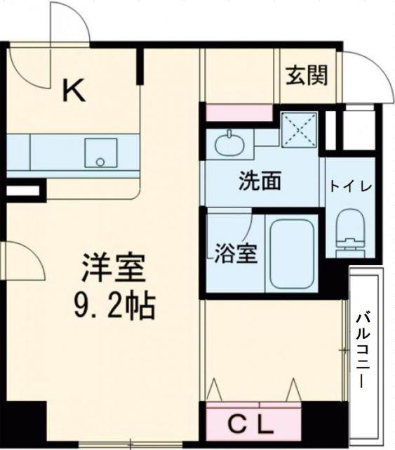 TKアンバーコート宿院(ワンルーム/9階)の間取り写真