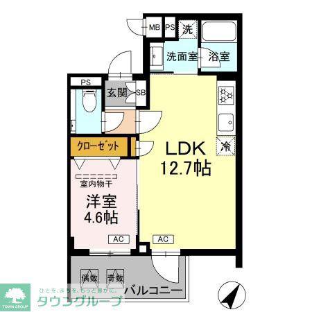 ロイジェント中目黒(1LDK/1階)の間取り写真