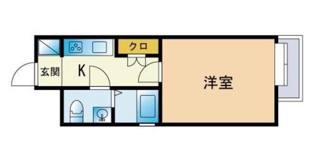 エステートモア博多Ⅱ(1K/2階)の間取り写真