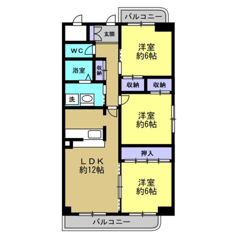 パークサイド雁宿2号館(3LDK/2階)の間取り写真