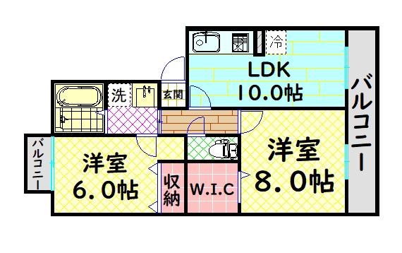 エスポワール(2LDK/1階)の間取り写真