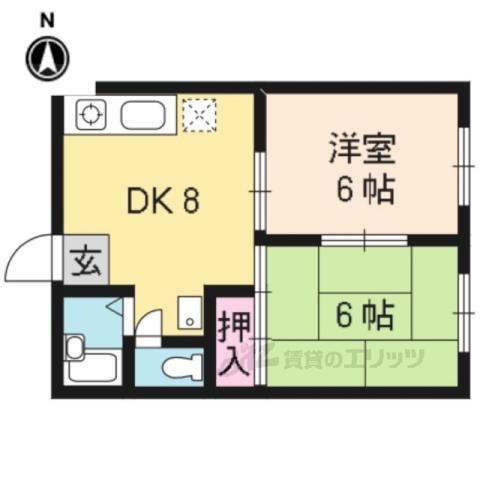 嵯峨野ハイツ(2DK/1階)の間取り写真