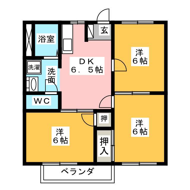 もりやまハイツ(3DK/1階)の間取り写真