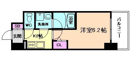 ORSUS大阪福島(1K/9階)の間取り写真