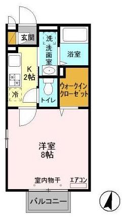 ベルハイム(1K/2階)の間取り写真
