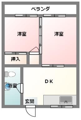 目取真荘(2DK/3階)の間取り写真