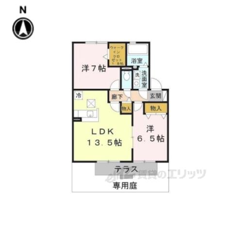 ロイヤルヴィレッジC棟(2LDK/1階)の間取り写真