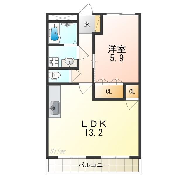 メルヴェール(1LDK/1階)の間取り写真