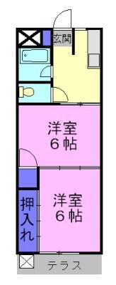 ゆたかマンション(2K/1階)の間取り写真