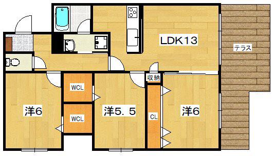 メゾンド華の杜(3LDK/1階)の間取り写真