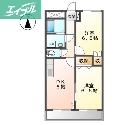 ミレニアム福田(2DK/3階)の間取り写真