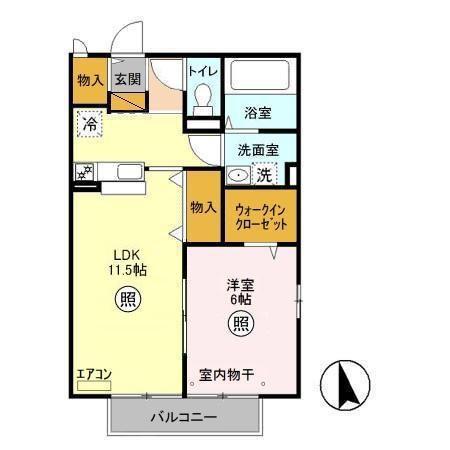 ディアステージ II(1LDK/2階)の間取り写真