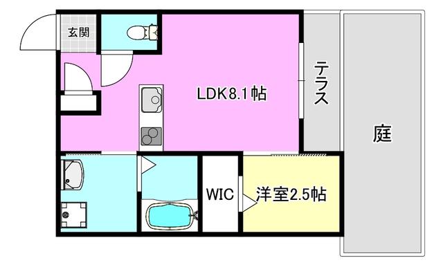 リアコート千里丘Iサウス(1LDK/1階)の間取り写真