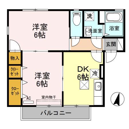 ロイヤルガーデン子安(2DK/1階)の間取り写真