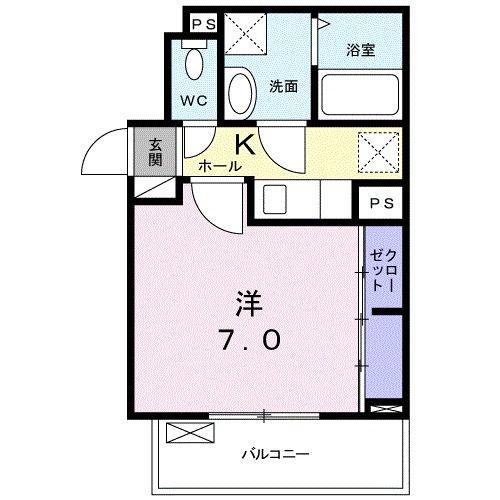 グレイスコート(1K/2階)の間取り写真