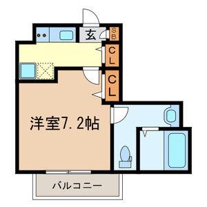 カーサヴィエント(1K/2階)の間取り写真
