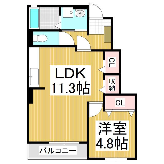 メゾン・カルム(1LDK/1階)の間取り写真
