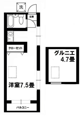 エレーネサクラ(ワンルーム/2階)の間取り写真