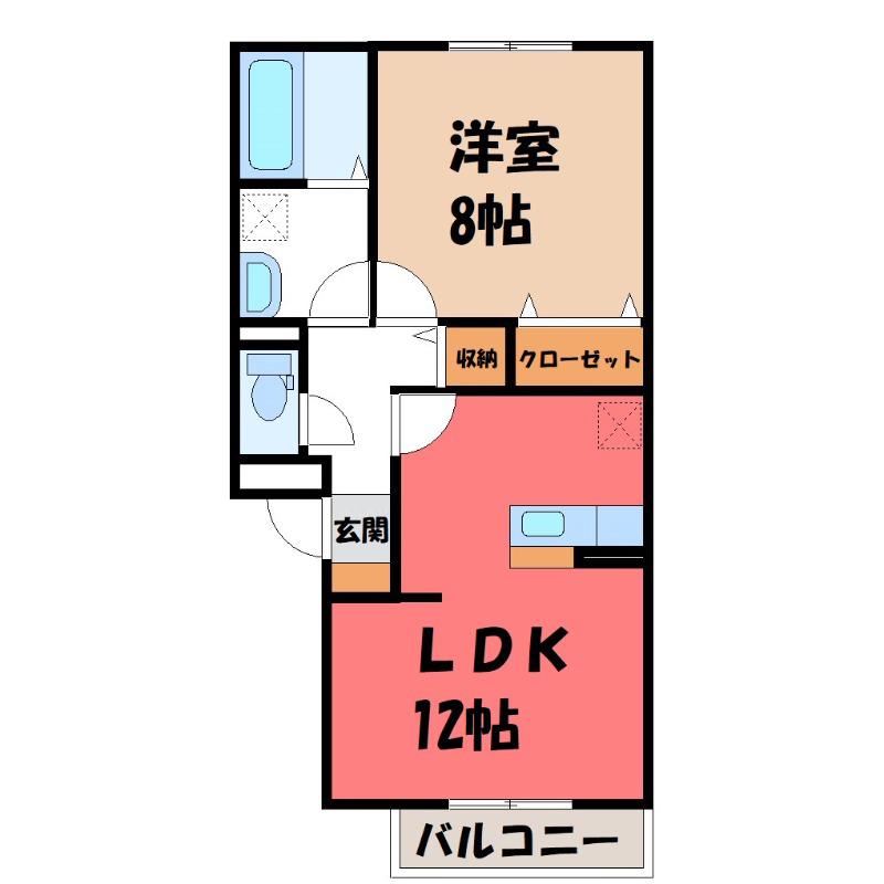 フローラMII(1LDK/1階)の間取り写真