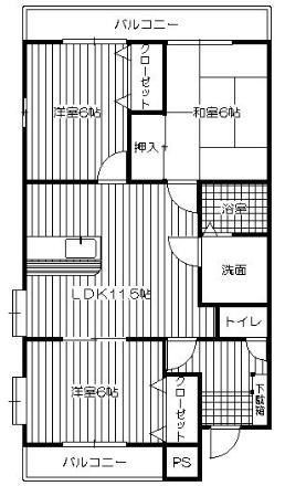 ドリームハウス(3LDK/2階)の間取り写真