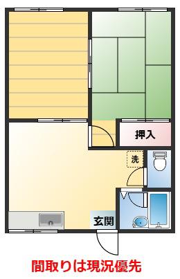 ヒルサイド杉山(2DK/1階)の間取り写真