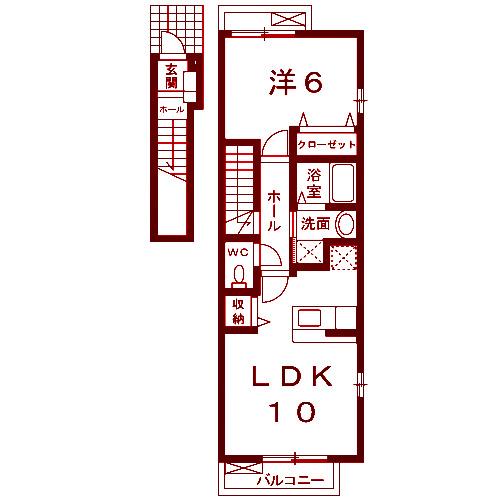 フォーシーズン(1LDK/2階)の間取り写真