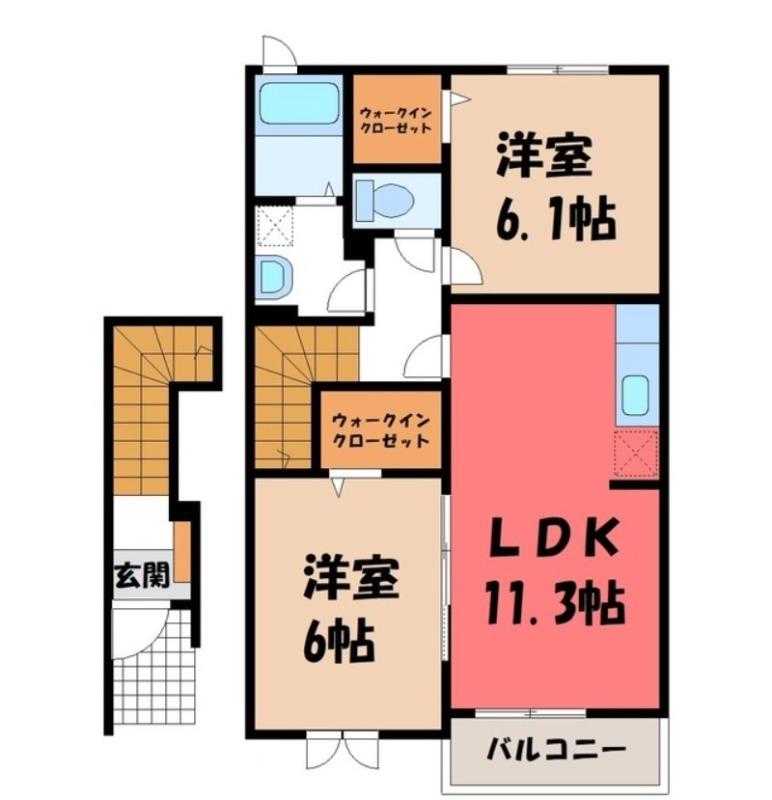 GRACEGARDENA(2LDK/2階)の間取り写真