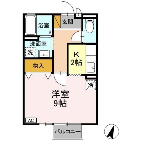 リヴェールB(1K/2階)の間取り写真