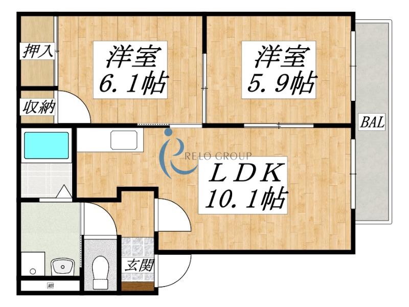 バリュージュ瓜破(2LDK/1階)の間取り写真