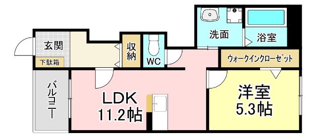 レクエルド守恒(1LDK/1階)の間取り写真