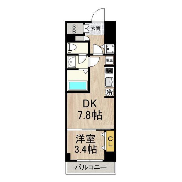 インプルーブ三宮イースト(1DK/8階)の間取り写真