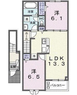 ノイエ ハイマート(2LDK/2階)の間取り写真